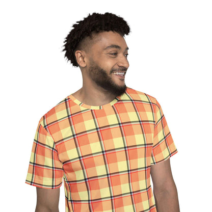 Personalized Men's Sports Jersey, Vibrant Plaid Graphic Tee, Casual Wear, Athletic Style