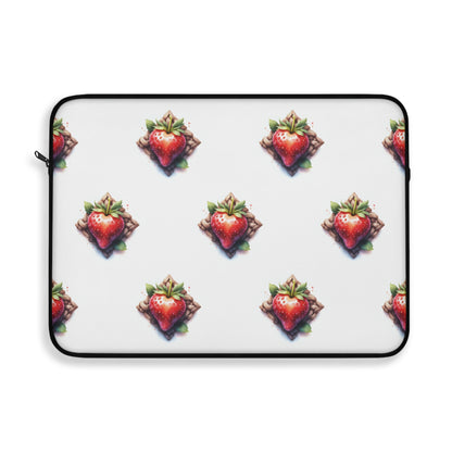 Cute Strawberry Laptop Sleeve, Floral Tech Accessory, Gift for Her, Cute School Supplies, Strawberry Design - Celtic Scents