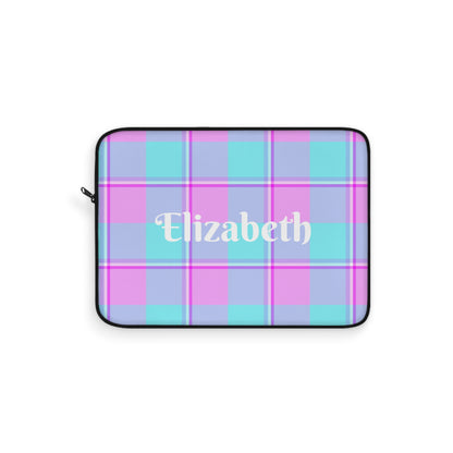 Personalized Laptop Sleeve in Pastel Plaid, Cute Tech Accessory, Custom Gift - Celtic Scents