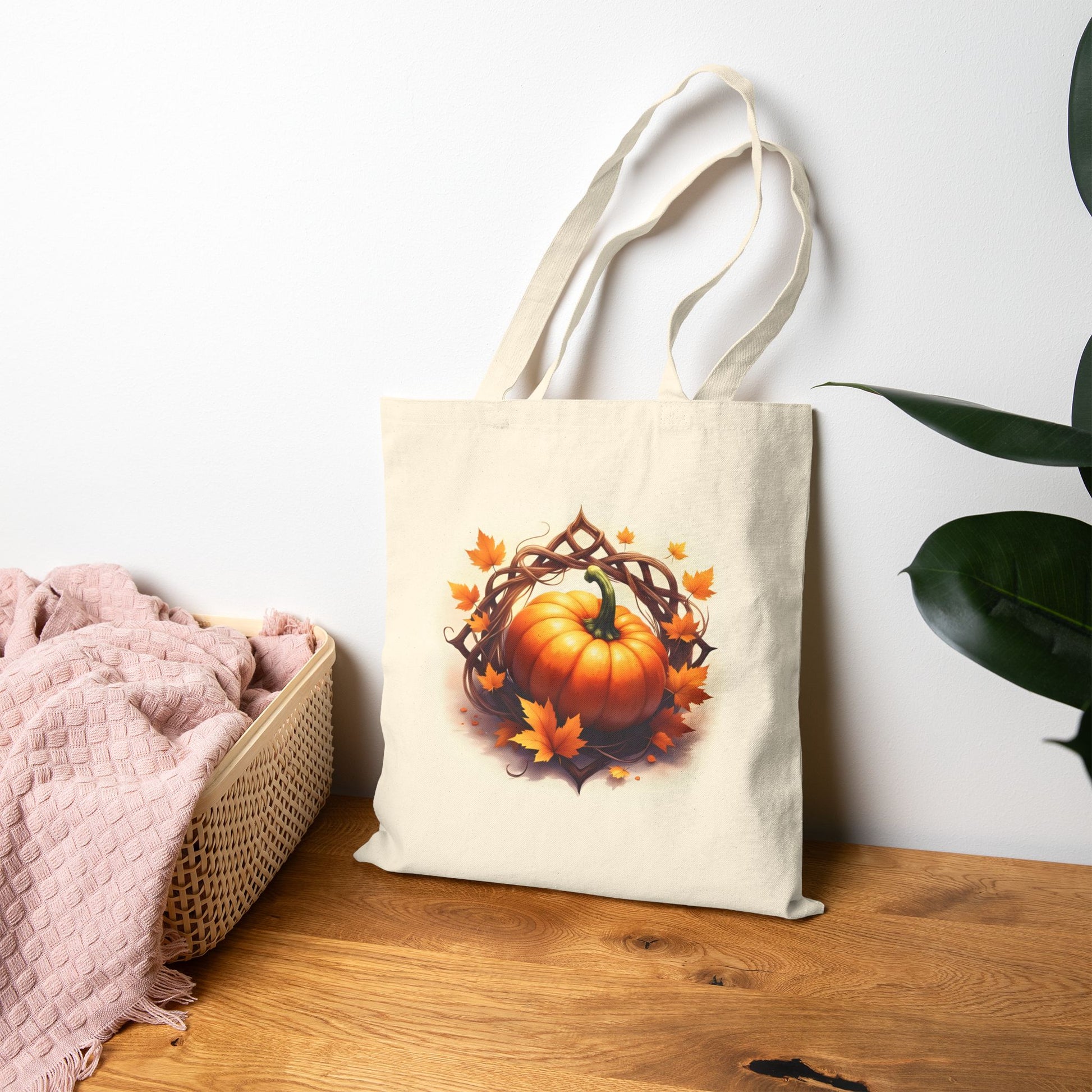 Autumn Pumpkin Tote Bag, Fall Harvest Bag, Eco-Friendly Shopping Bag, Halloween Gift, Seasonal Canvas Tote - Celtic Scents