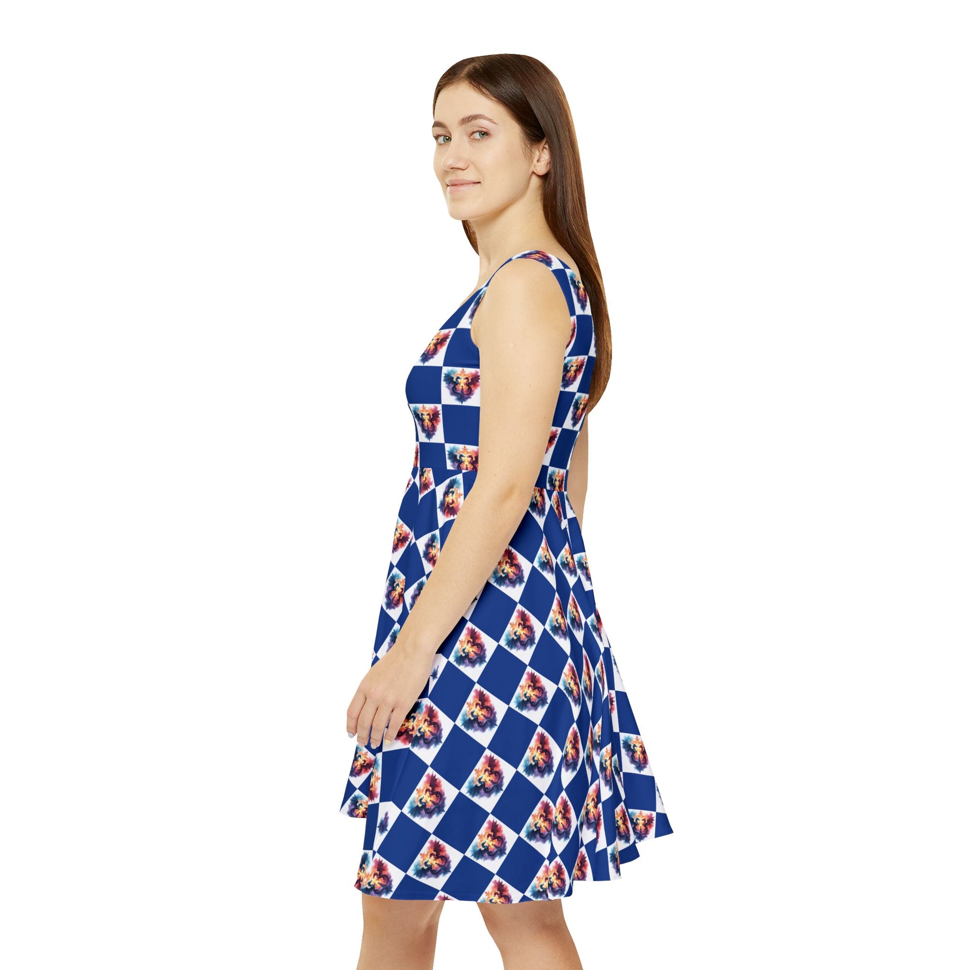 Colorful Celtic Dragon Print Women's Skater Dress, Cute Summer Dress, Festival Outfit, Date Night Dress, Gift for Her, Casual Dress - Celtic Scents