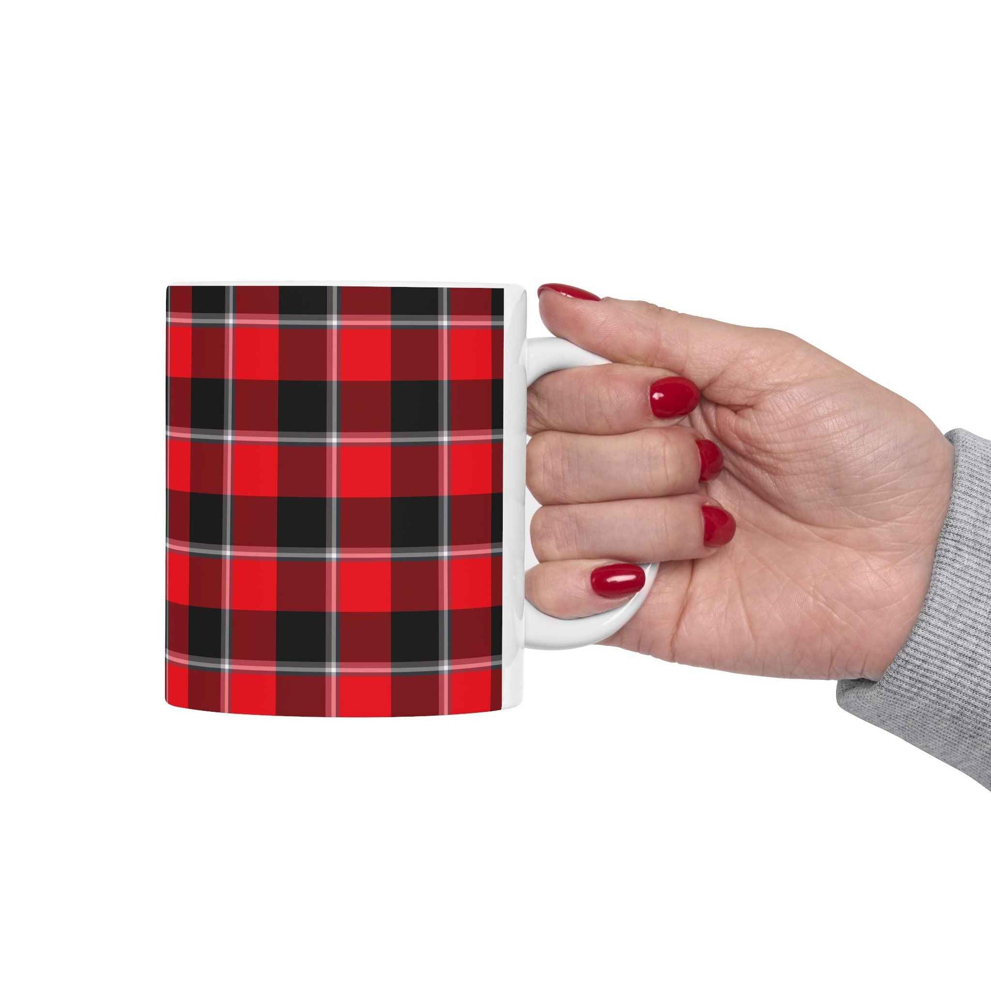 Cozy Plaid Ceramic Mug | Holiday Gift, Coffee Cup, Home Decor, Camper Style, Personalized Mug, Rustic Kitchen Essential
