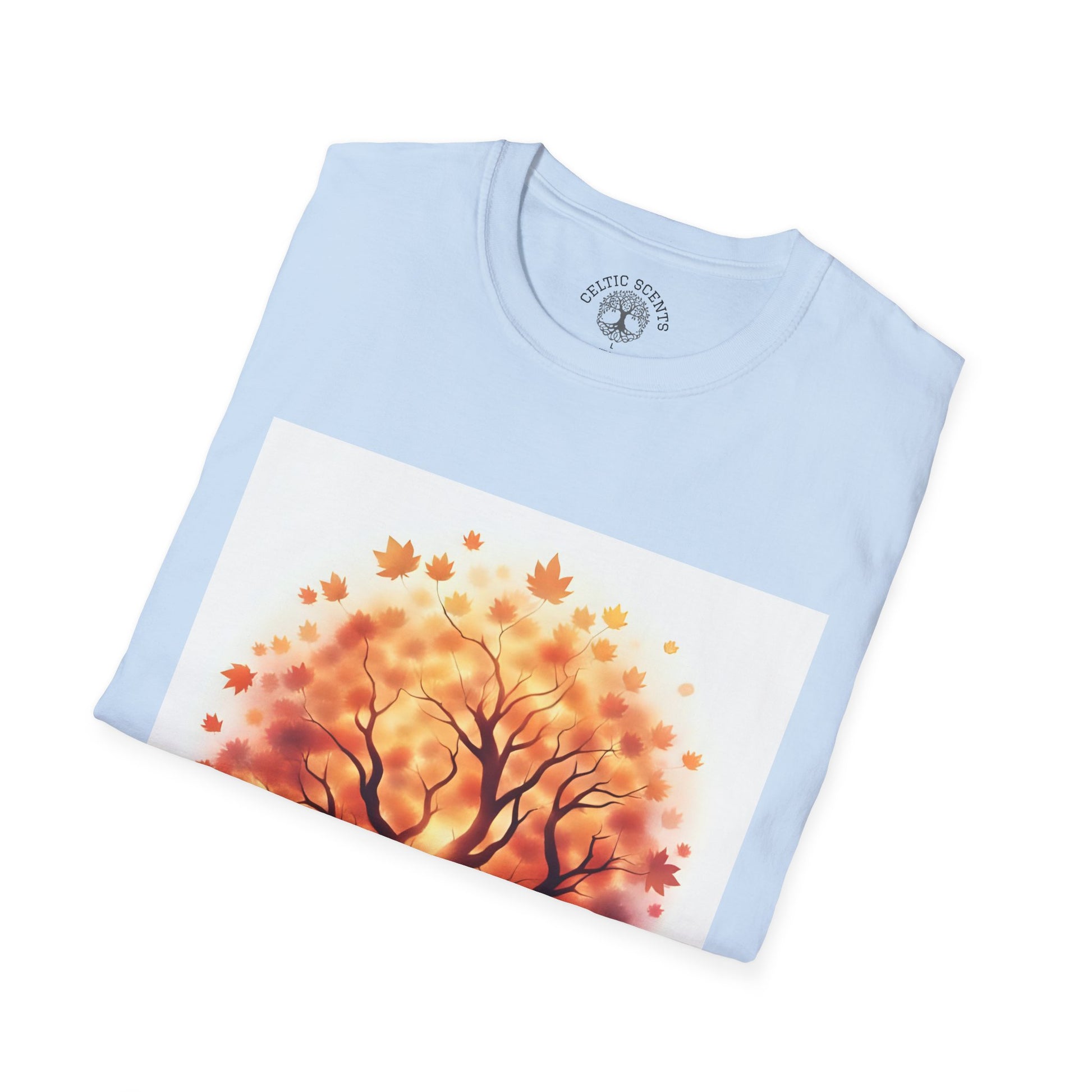 Autumn Tree Graphic T-Shirt, Fall Tee for Nature Lovers, Unisex Softstyle T-Shirt, Gift for Thanksgiving, Cozy Casual Wear - Celtic Scents