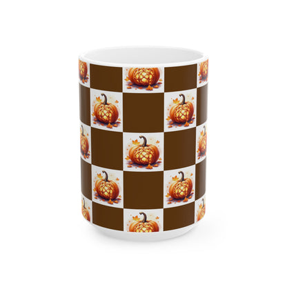 Fall-Themed Pumpkin Ceramic Mug | Cozy Autumn Coffee Cup, Harvest Decor, Thanksgiving Gift, Seasonal Kitchenware, Pumpkin Spice Lovers - Celtic Scents