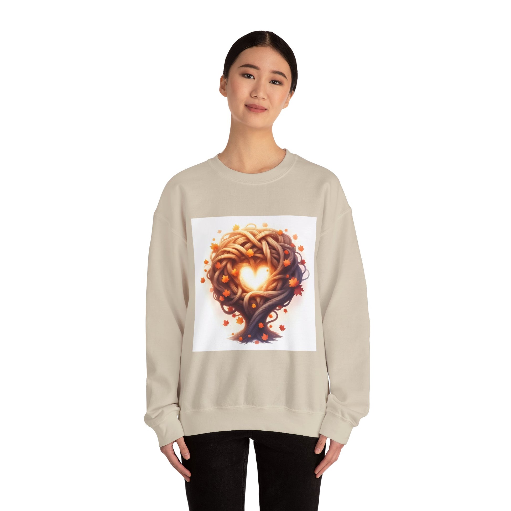 Heart Tree Crewneck Sweatshirt, Cozy Love Sweatshirt, Unisex Gift for Loved Ones, Fall Fashion, Nature-Inspired Apparel - Celtic Scents