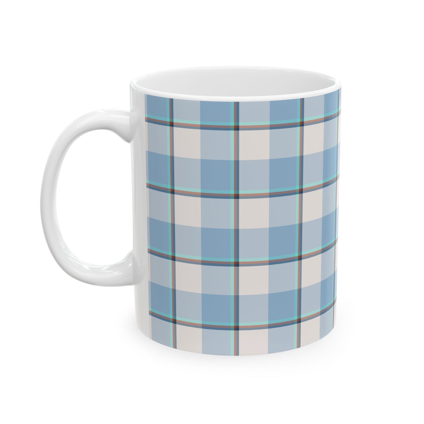 Plaid Ceramic Mug, Blue Checkered Coffee Cup, Cozy Kitchen Decor, Perfect for Gifting, Birthday, Christmas, Everyday Use - Celtic Scents