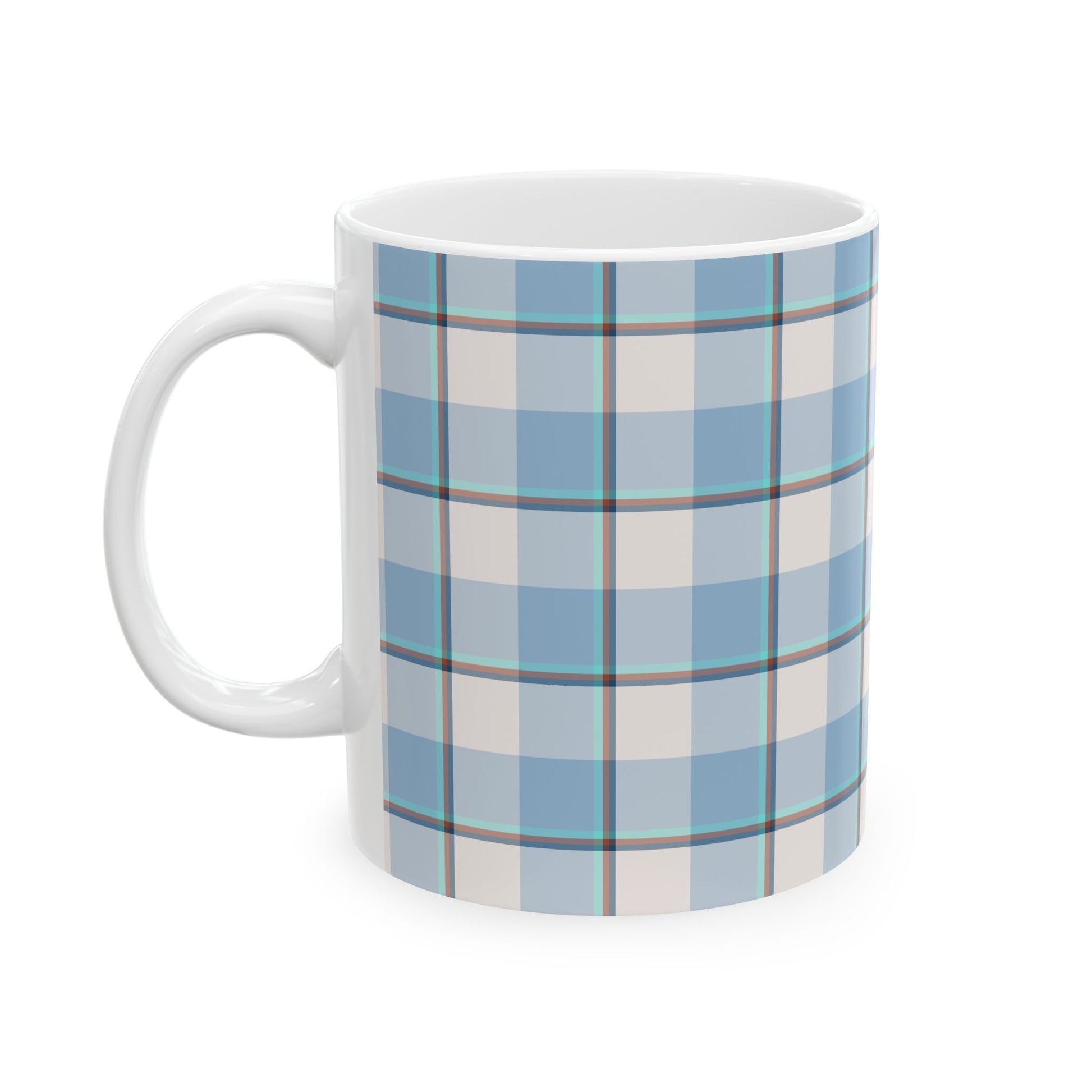 Plaid Ceramic Mug, Blue Checkered Coffee Cup, Cozy Kitchen Decor, Perfect for Gifting, Birthday, Christmas, Everyday Use - Celtic Scents