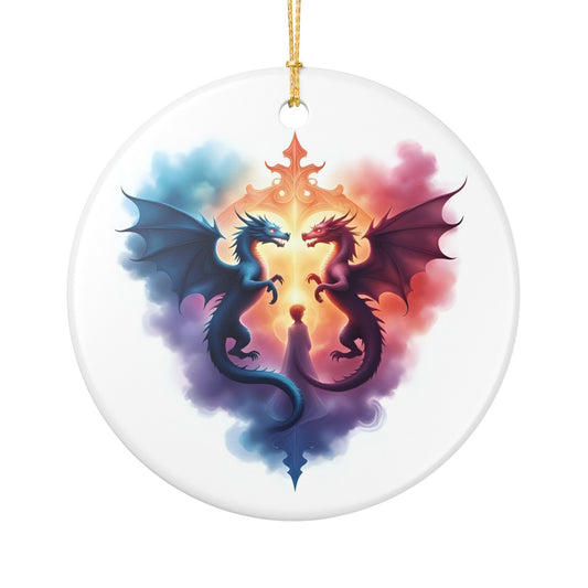 Fantasy Celtic Dragon Ceramic Ornament, Dragon Decor, Unique Holiday Gift, Wall Hanging, Colorful Home Decoration, Magical Gifts - Celtic Scents