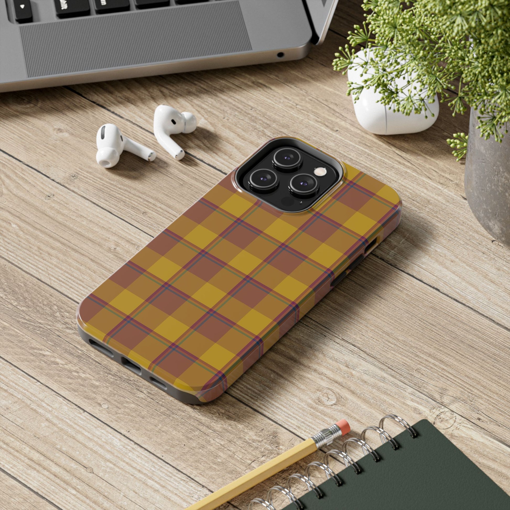 Plaid Tough Phone Case, Durable Phone Cover, Fall Inspired Accessory, Gift for Her, Stylish Cell Phone Protector - Celtic Scents