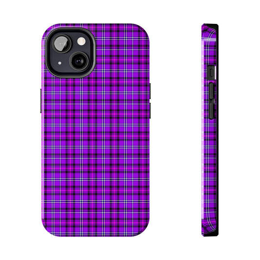 Purple Plaid Stylish Tough Phone Cases, Durable Phone Cover, Protective Case, Trendy Design, Gifts for Her