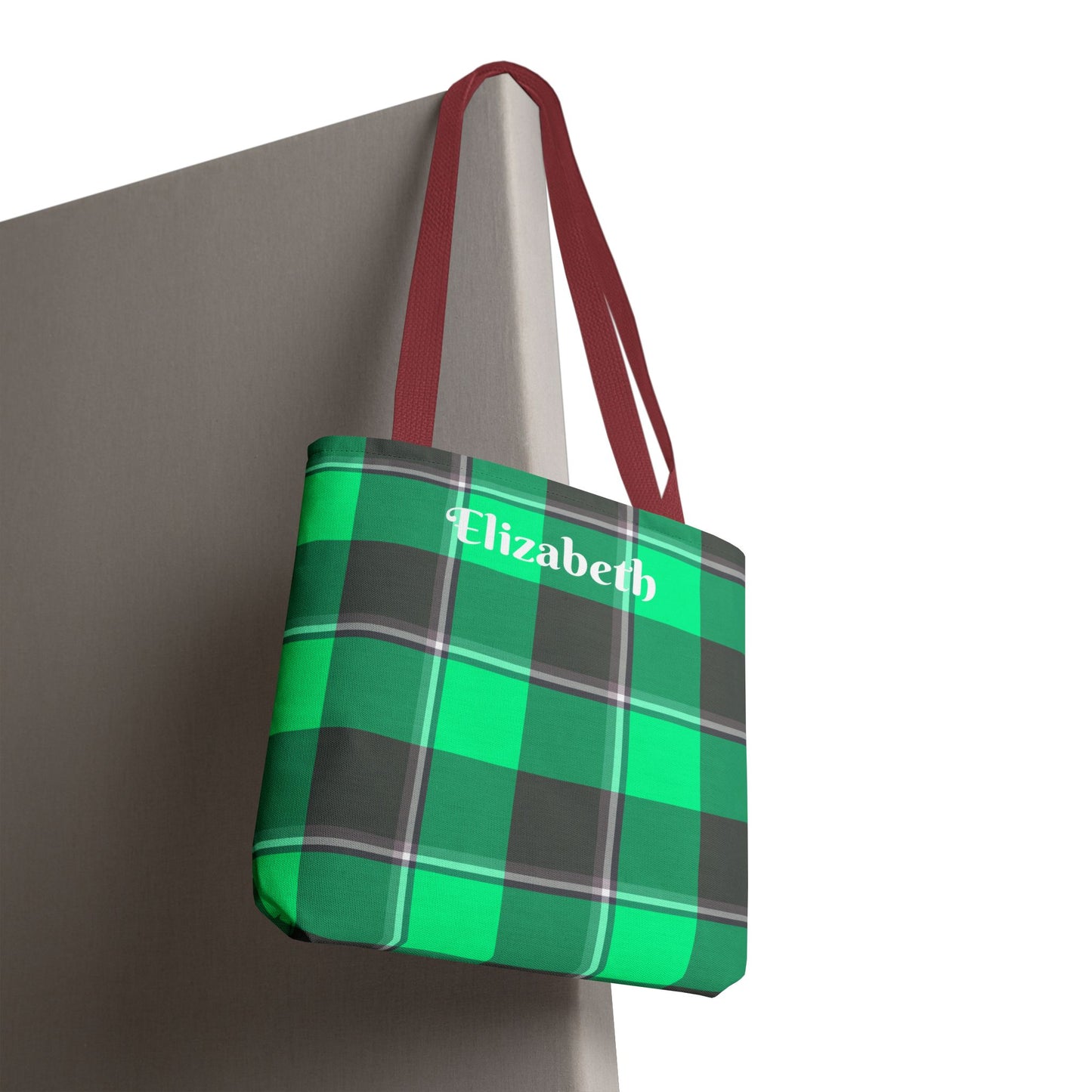 Personalized Green Plaid Tote Bag, Custom Shopping Bag, Eco-Friendly Gift, Beach Bag, Everyday Handbag, Travel Tote - Celtic Scents