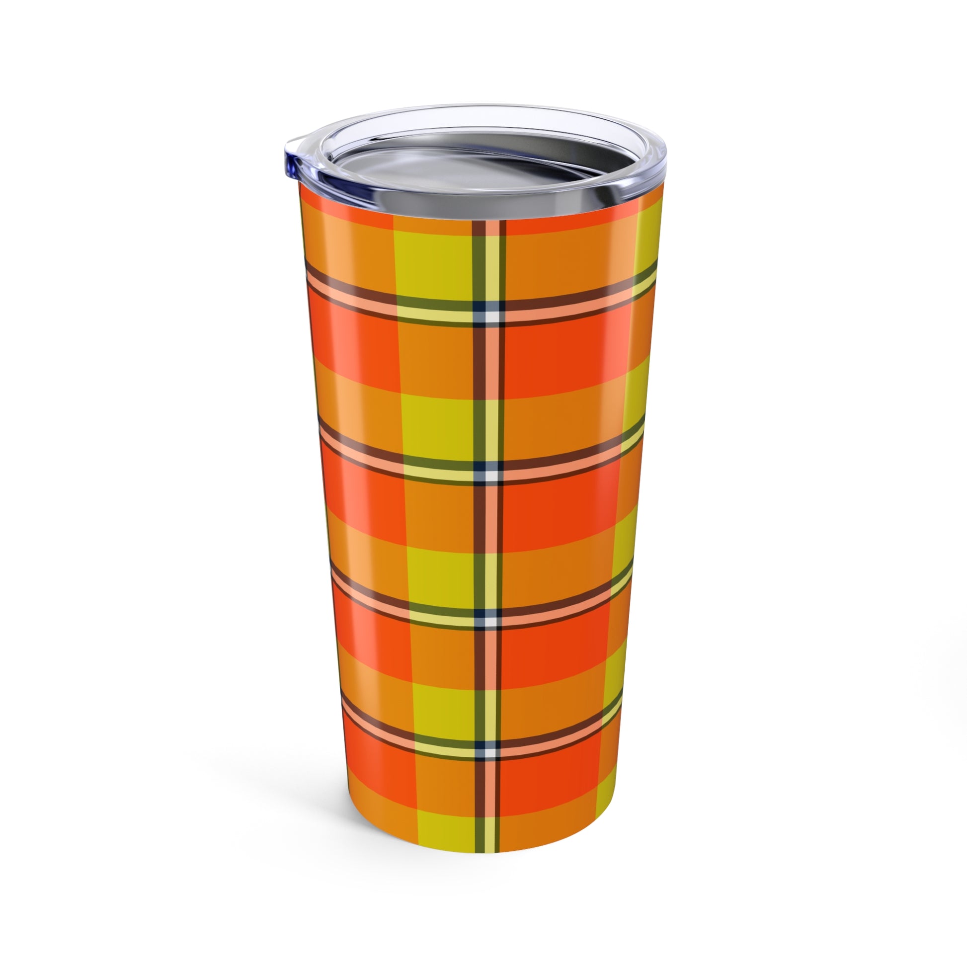 Vibrant Autumn Plaid Tumbler | 20oz Insulated Drinkware for Fall, Thanksgiving, Cozy Vibe, Outdoor Events, Gift for Her, Plaid Lover - Celtic Scents