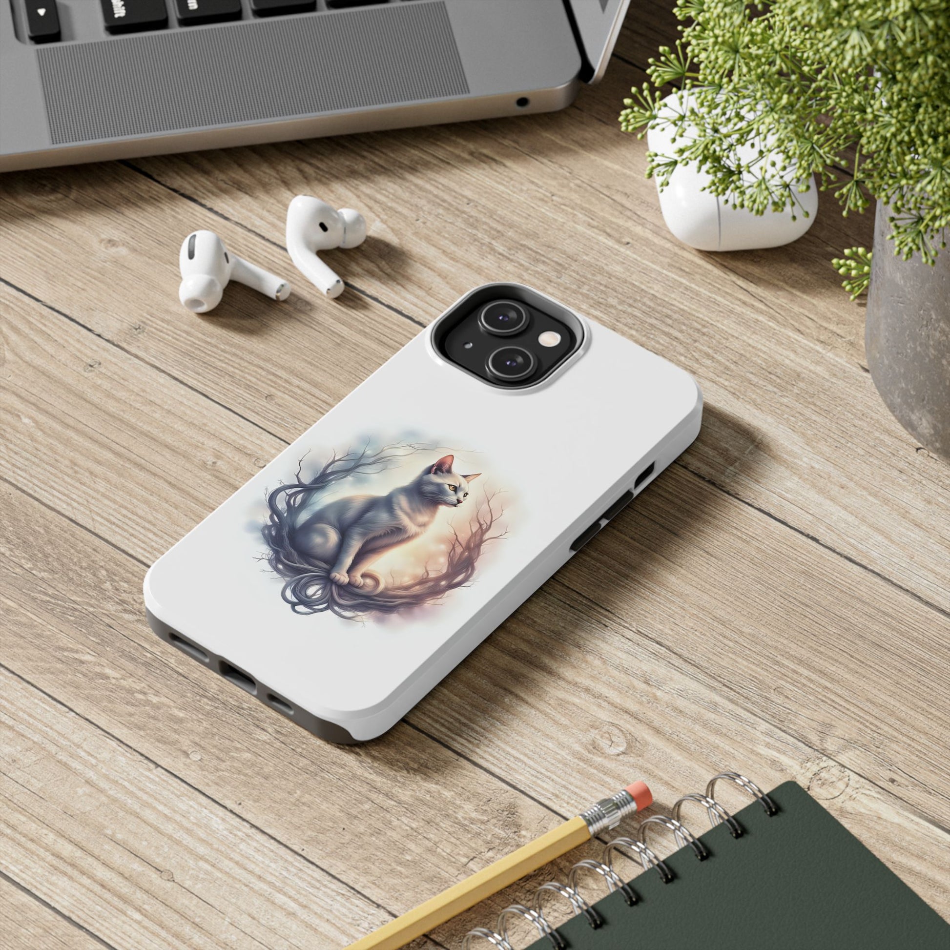 Artistic Cat Phone Case, Tough Phone Cases, Pet Lover Gift, Cat Lover Accessory, Unique Phone Cover, Protector Case - Celtic Scents
