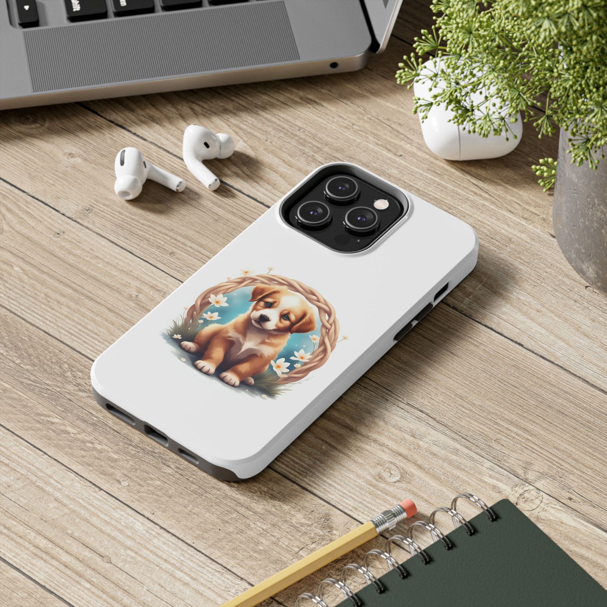 Cute Puppy Phone Case, Tough Case for Dog Lovers, Pet Gift, Protector Case for iPhone, Custom Phone Cover - Celtic Scents