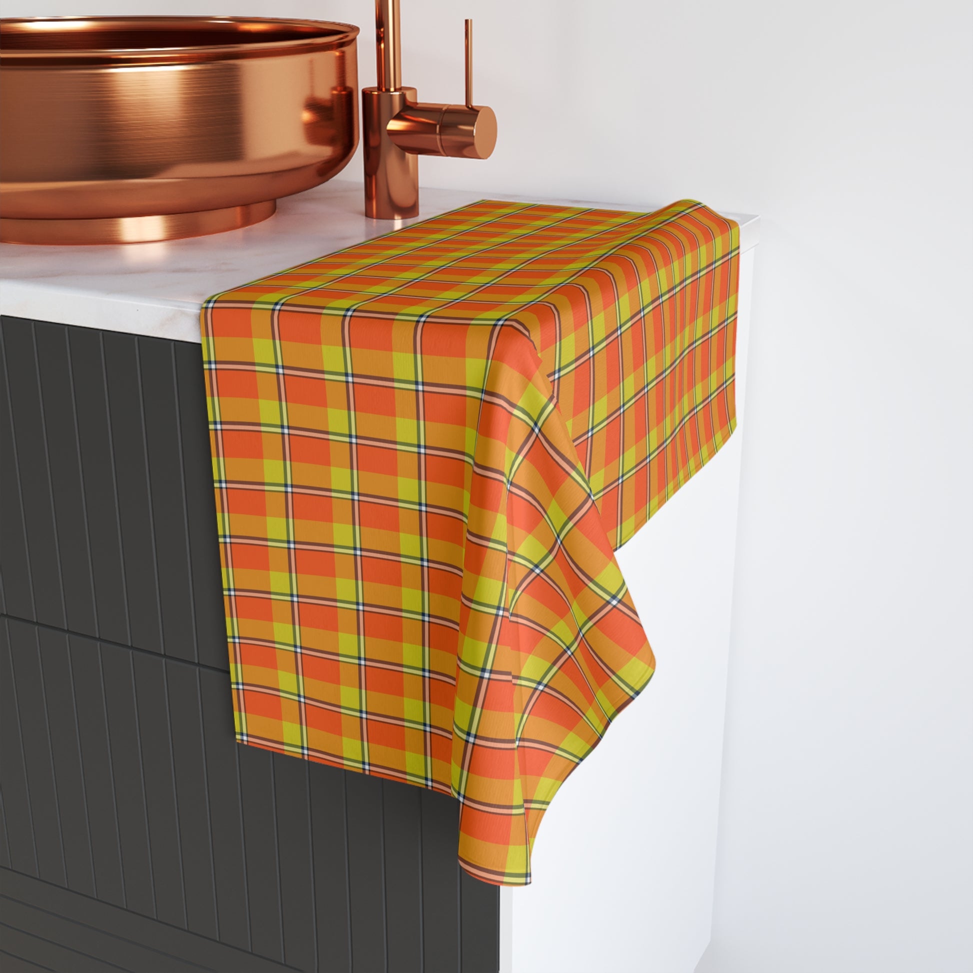 Bright Autumn Plaid Hand Towel, Kitchen Towel, Home Decor, Gift for Her, Colorful Dish Towel, Checkered Towel for Holidays - Celtic Scents