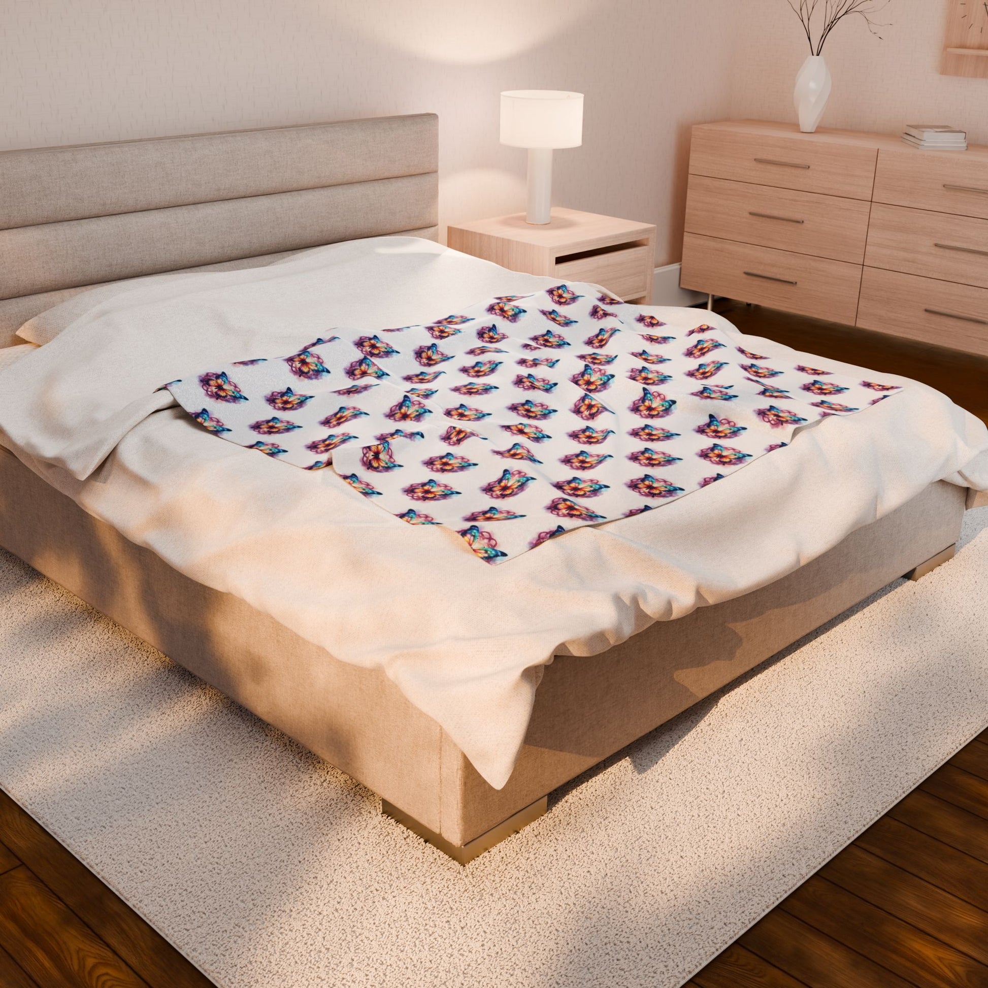 Cozy Butterfly Patterned Velveteen Plush Blanket, Soft Throw for Home Decor, Perfect Gift for Butterfly Lovers, Warm Snuggle Blanket - Celtic Scents