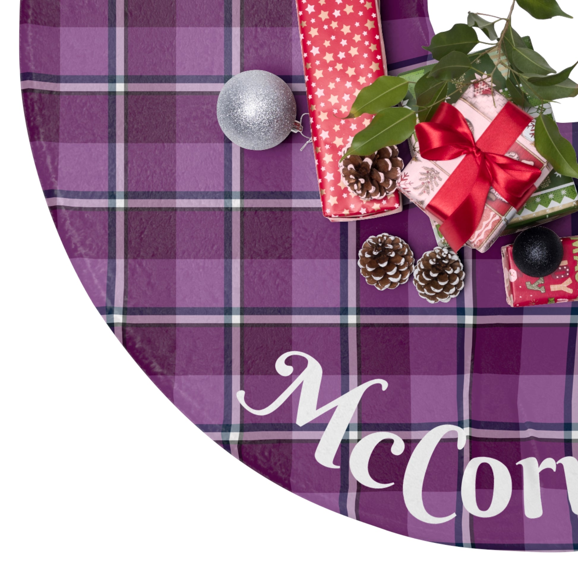Plaid Christmas Tree Skirt, Personalized Tree Skirt, Holiday Decor, Festive Decoration, Gift for Christmas - Celtic Scents