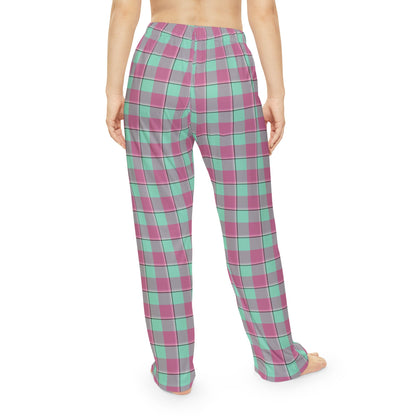 Cozy Women's Pajama Pants, Pink and Light Green Plaid, Relaxation, Gift for Her, Loungewear, Holiday Comfort - Celtic Scents