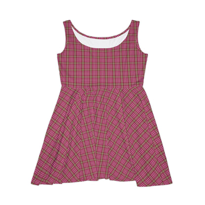 Chic Women's Skater Dress, Cute Casual Dress, Summer Outfit, Flirty Style, Pink Plaid Pattern, Girls' Day Out Dress - Celtic Scents