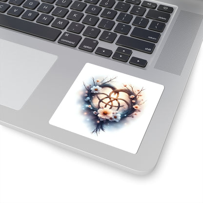 Romantic Floral Kiss-Cut Stickers, Heart Design with Flowers, Perfect for Laptop, Water Bottle, Gifts, Scrapbooking, Wedding Decor - Celtic Scents
