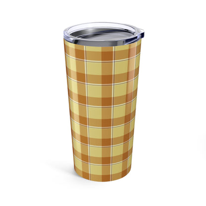 Cozy Plaid Tumbler, 20oz Travel Mug, Fall Drinkware, Autumn Gift, Checkered Design, Insulated Cup - Celtic Scents