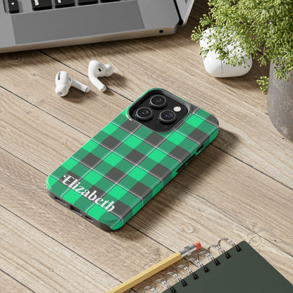 Personalized Plaid Tough Phone Case, Custom Phone Cover, Gifts for Her, Unique Cell Phone Case, Trendy Accessories, Holiday Gifts - Celtic Scents