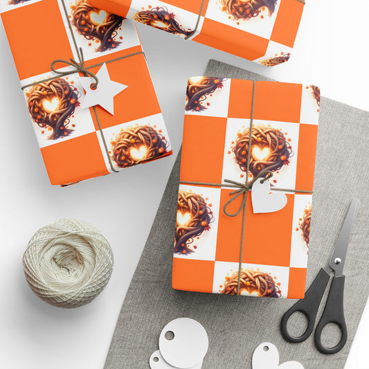 Festive Wrapping Paper - Vibrant Orange Design for Holidays, Birthdays, Celebrations, Gift Wrapping, DIY Projects, Special Occasions, Autumn Design