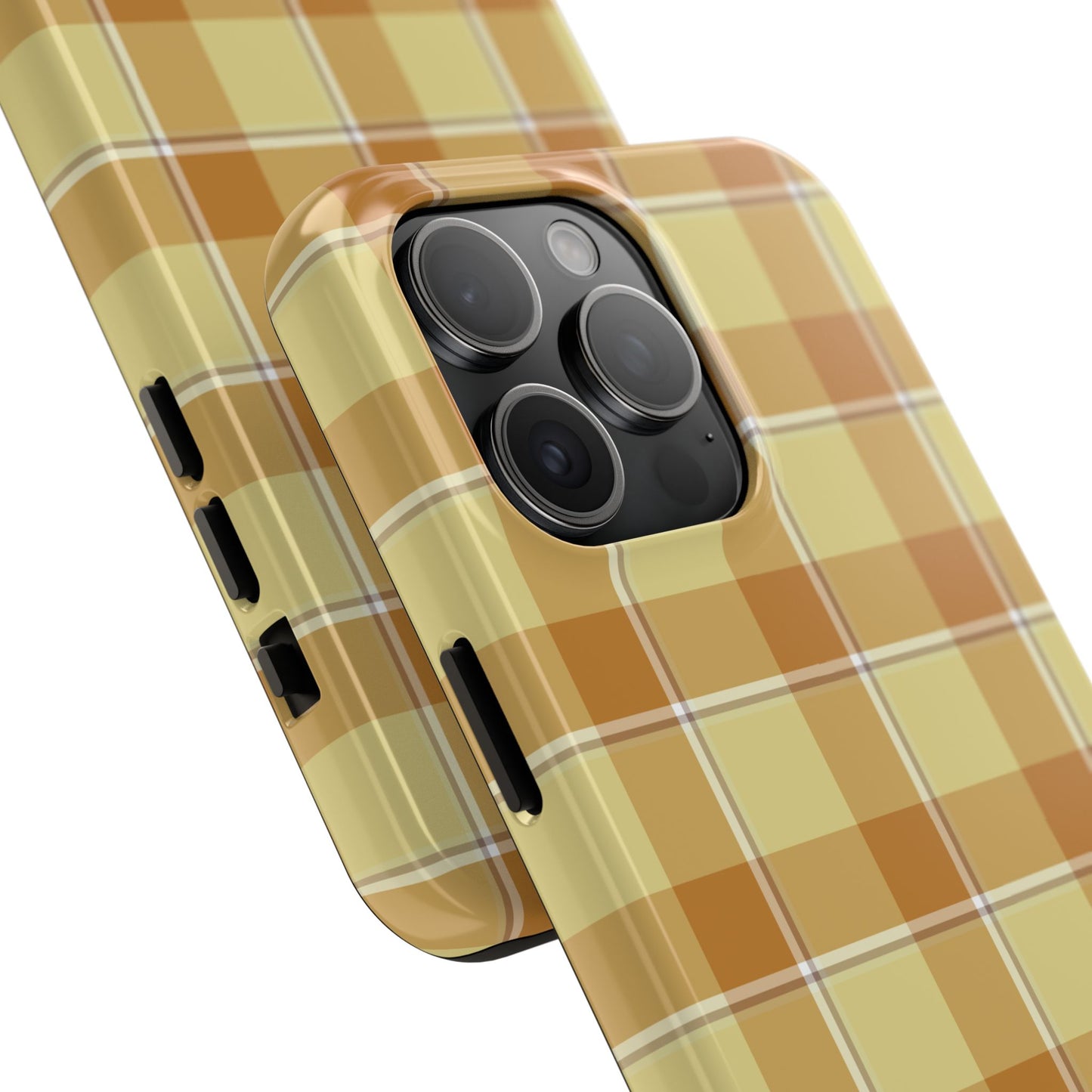 Stylish Autumn Plaid Tough Phone Cases, Trendy Phone Accessories, Durable Phone Protection, Yellow and Brown Plaid, Perfect Gift - Celtic Scents
