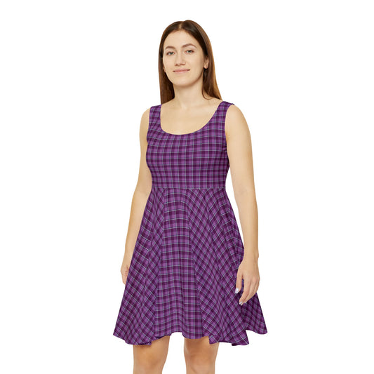 Purple Plaid Women's Skater Dress | Cute Summer Dress, Casual Outfit, Spring Fashion, Boho Dress, Everyday Wear
