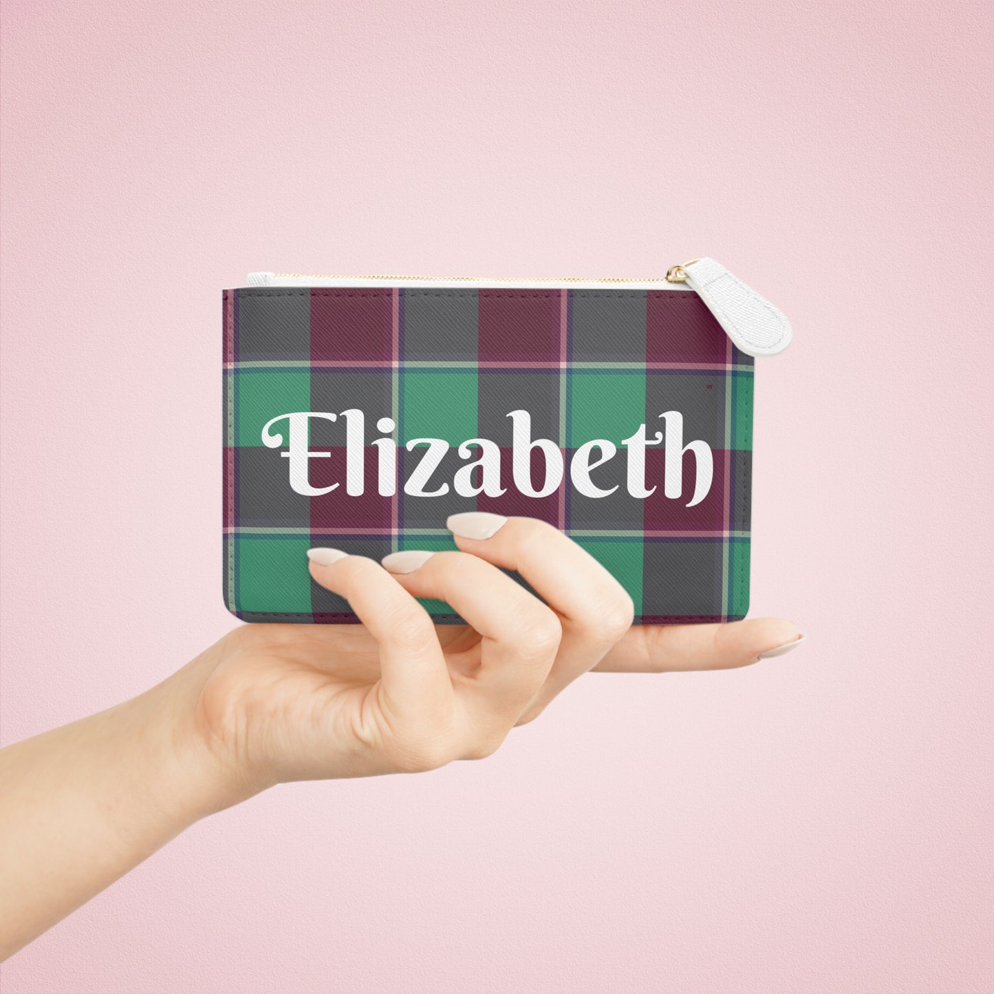 Personalized Plaid Mini Clutch Bag, Custom Zip Pouch, Stylish Accessory for Every Occasion, Gift for Her, Trendy Makeup Organizer - Celtic Scents
