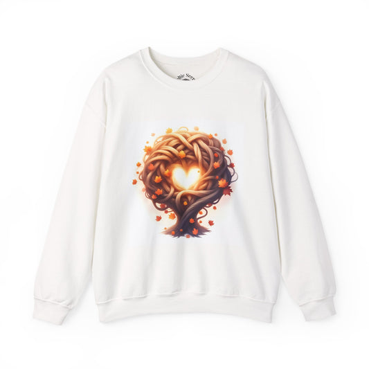 Heart Tree Crewneck Sweatshirt, Cozy Love Sweatshirt, Unisex Gift for Loved Ones, Fall Fashion, Nature-Inspired Apparel