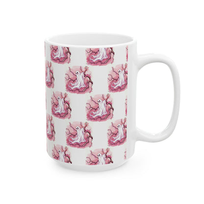 Whimsical Ghost Ceramic Mug - Perfect for Halloween, Coffee Lovers, Unique Gift, Cute Drinkware, Holiday Decor - Celtic Scents