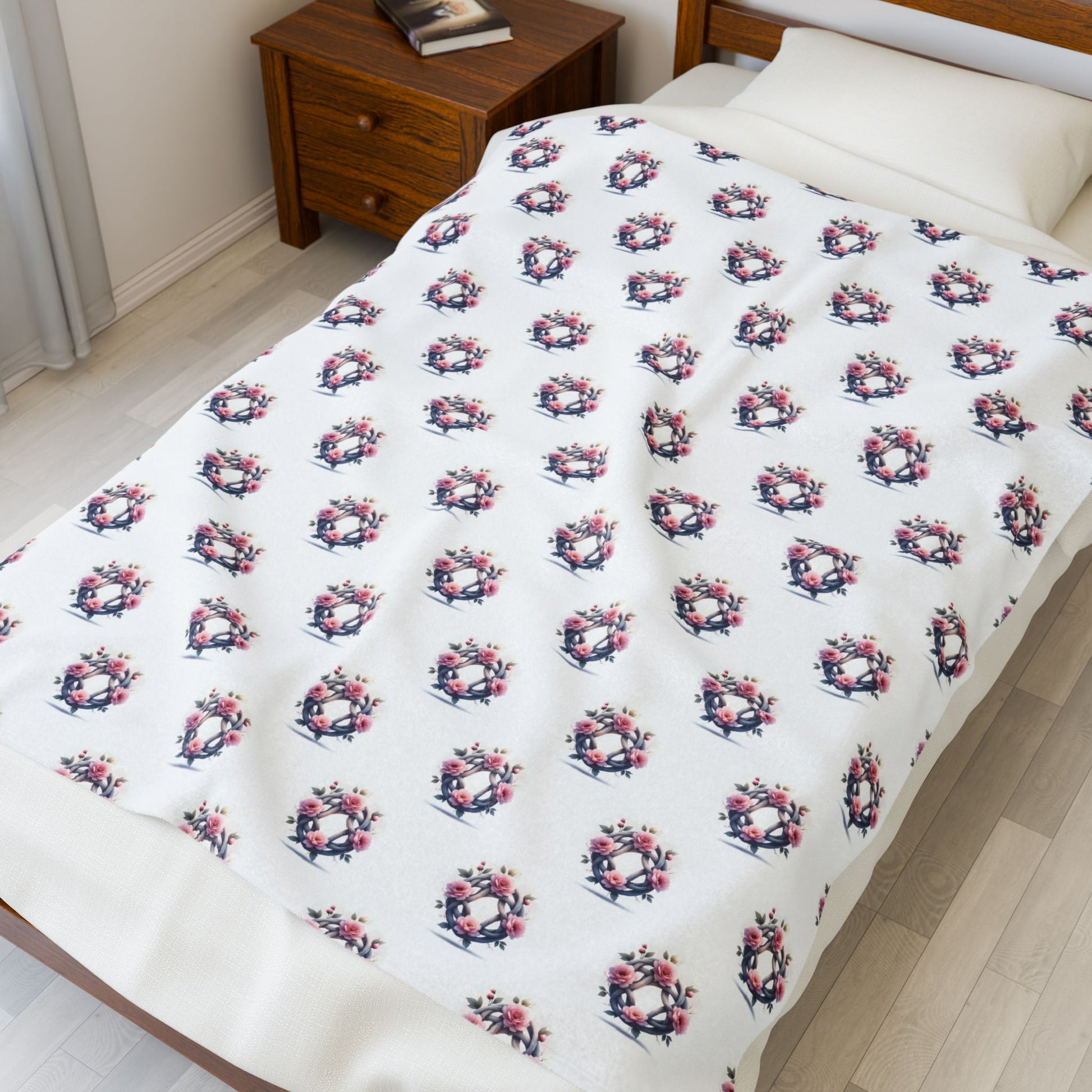 Cozy Floral Velveteen Plush Blanket | Soft Throw for Home, Gift for Her, Wedding Decor, Layered Bedding, Celtic Knot Floral Design - Celtic Scents