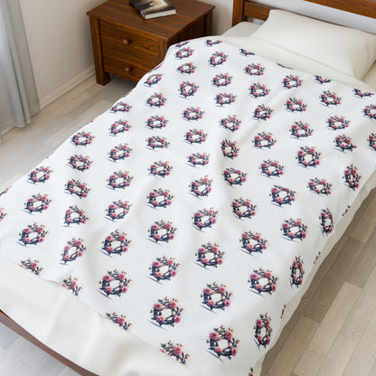 Cozy Floral Velveteen Plush Blanket | Soft Throw for Home, Gift for Her, Wedding Decor, Layered Bedding, Celtic Knot Floral Design - Celtic Scents