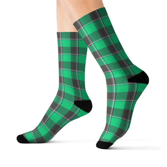 Plaid Sublimation Socks, Cozy Fashion Socks, Gift for Her, Winter Accessories, Fun Pattern Socks - Celtic Scents