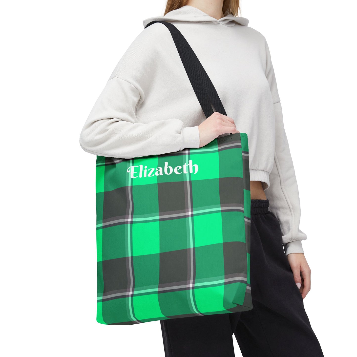 Personalized Green Plaid Tote Bag, Custom Shopping Bag, Eco-Friendly Gift, Beach Bag, Everyday Handbag, Travel Tote - Celtic Scents