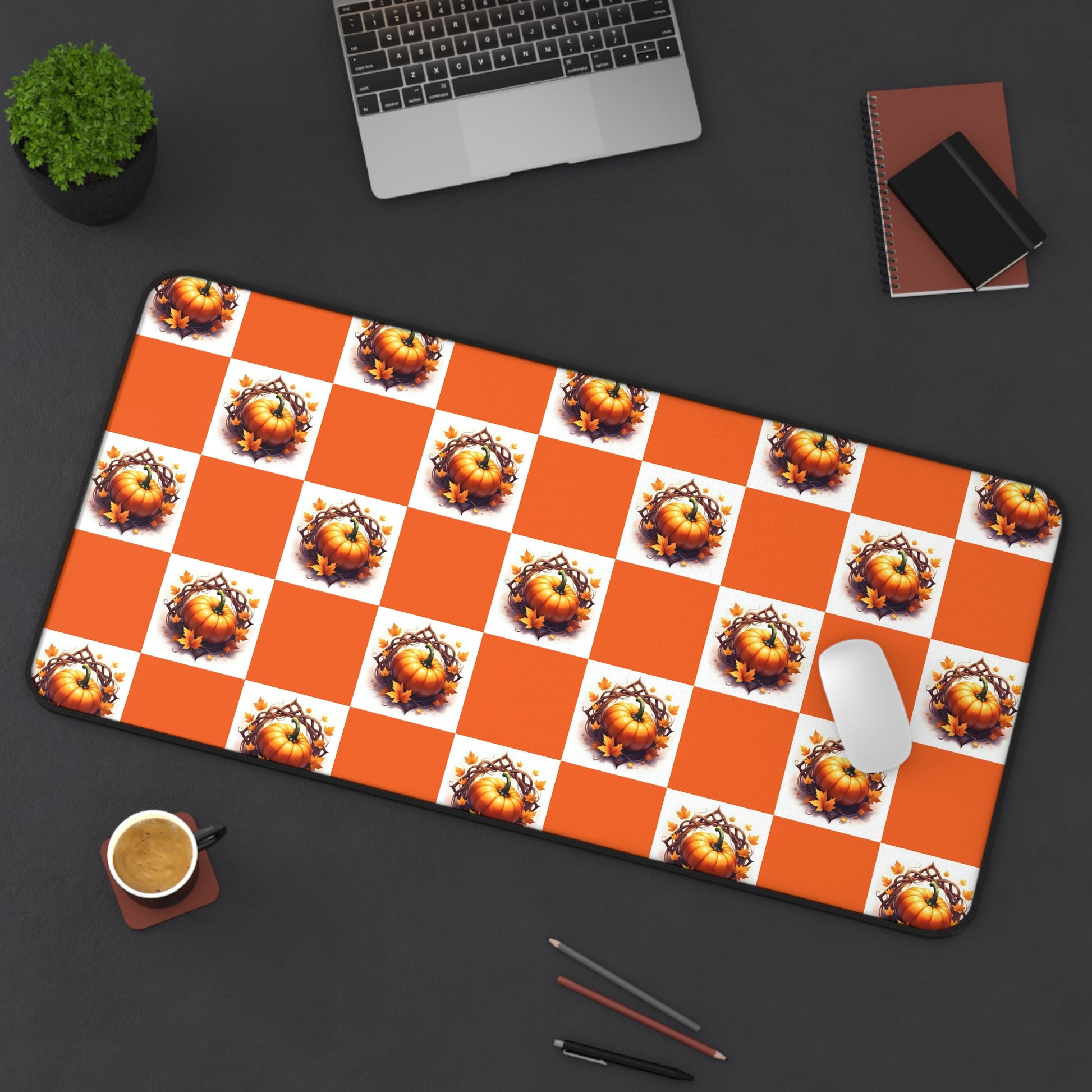 Vibrant Desk Mat with Pumpkin Design, Office Decor, Mousepad, Gift for Coworkers, Desk Accessories, Home Office - Celtic Scents
