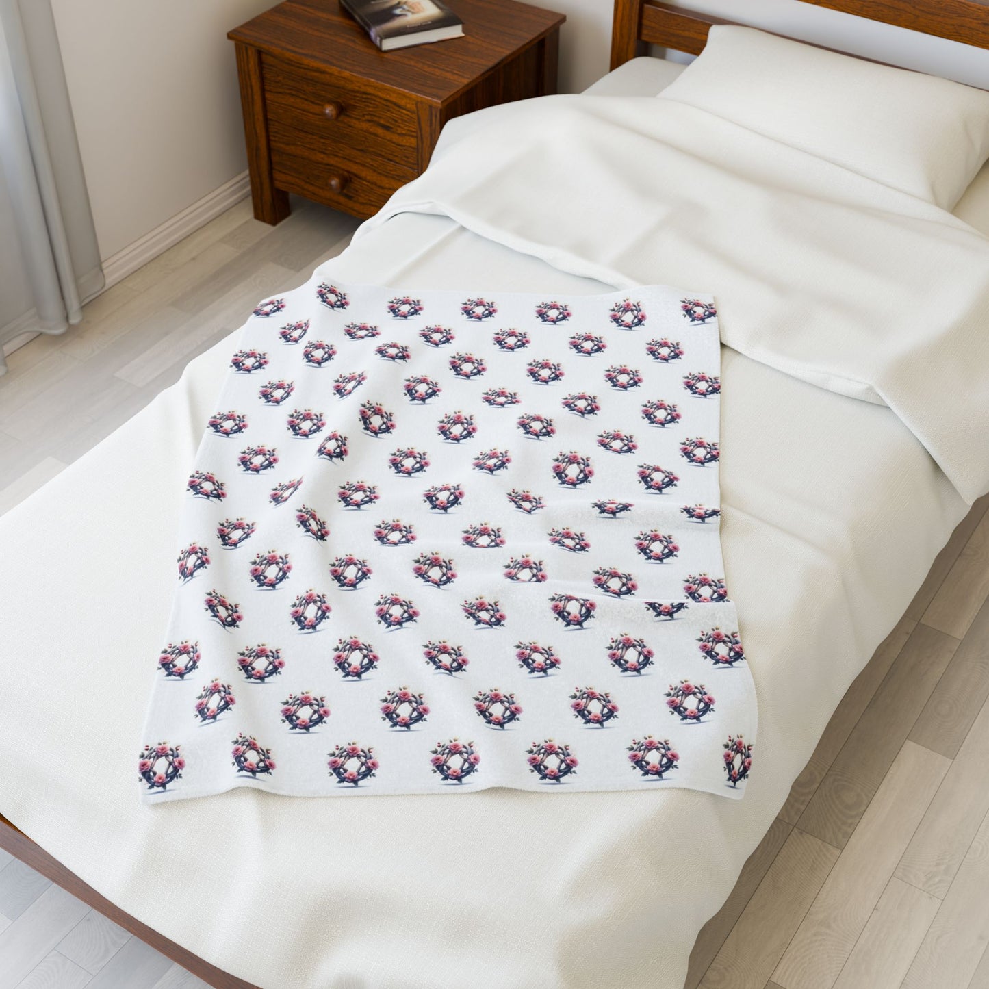 Cozy Floral Velveteen Plush Blanket | Soft Throw for Home, Gift for Her, Wedding Decor, Layered Bedding, Celtic Knot Floral Design - Celtic Scents