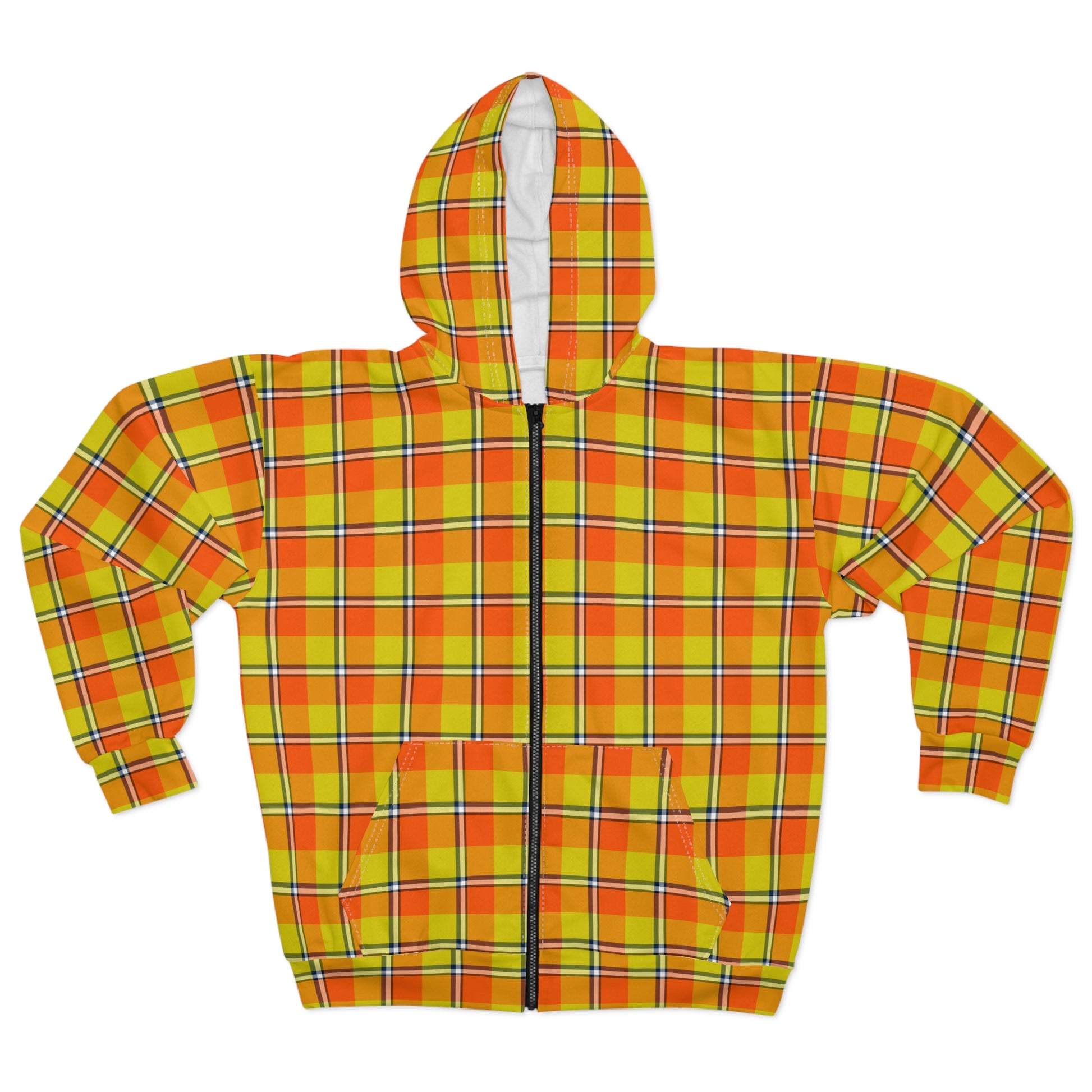 Vibrant Plaid Unisex Zip Hoodie, Cozy Layering Piece, Perfect for Fall Outings, Great Gift for Teens and Adults - Celtic Scents