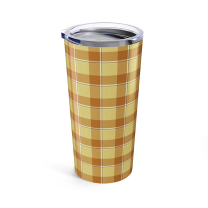 Cozy Plaid Tumbler, 20oz Travel Mug, Fall Drinkware, Autumn Gift, Checkered Design, Insulated Cup - Celtic Scents