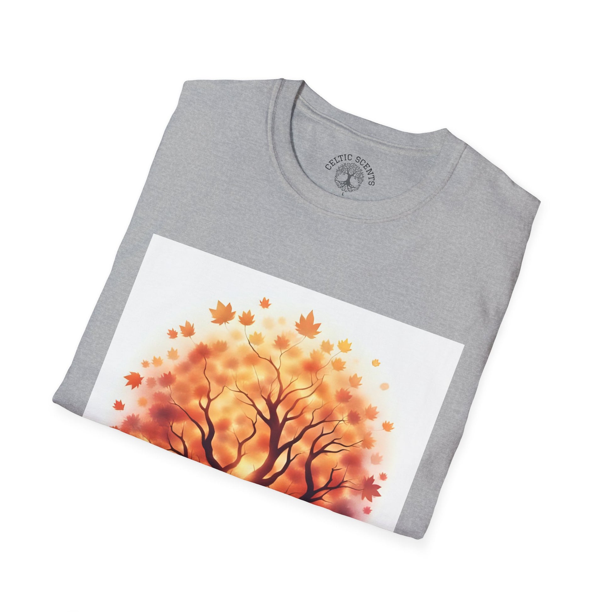 Autumn Tree Graphic T-Shirt, Fall Tee for Nature Lovers, Unisex Softstyle T-Shirt, Gift for Thanksgiving, Cozy Casual Wear - Celtic Scents