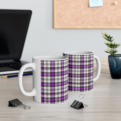 Purple Plaid Ceramic Mug, Cozy Drinkware, Gift for Her, Kitchen Decor, Fall Vibes, 11oz/15oz Options - Celtic Scents