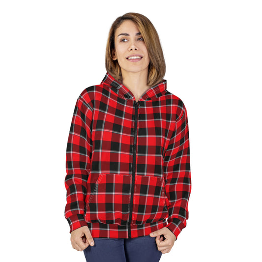 Cozy Plaid Unisex Zip Hoodie, Comfortable Casual Wear, Perfect for Fall, Great Gift for Him/Her, Ideal for Outdoor Adventures - Celtic Scents