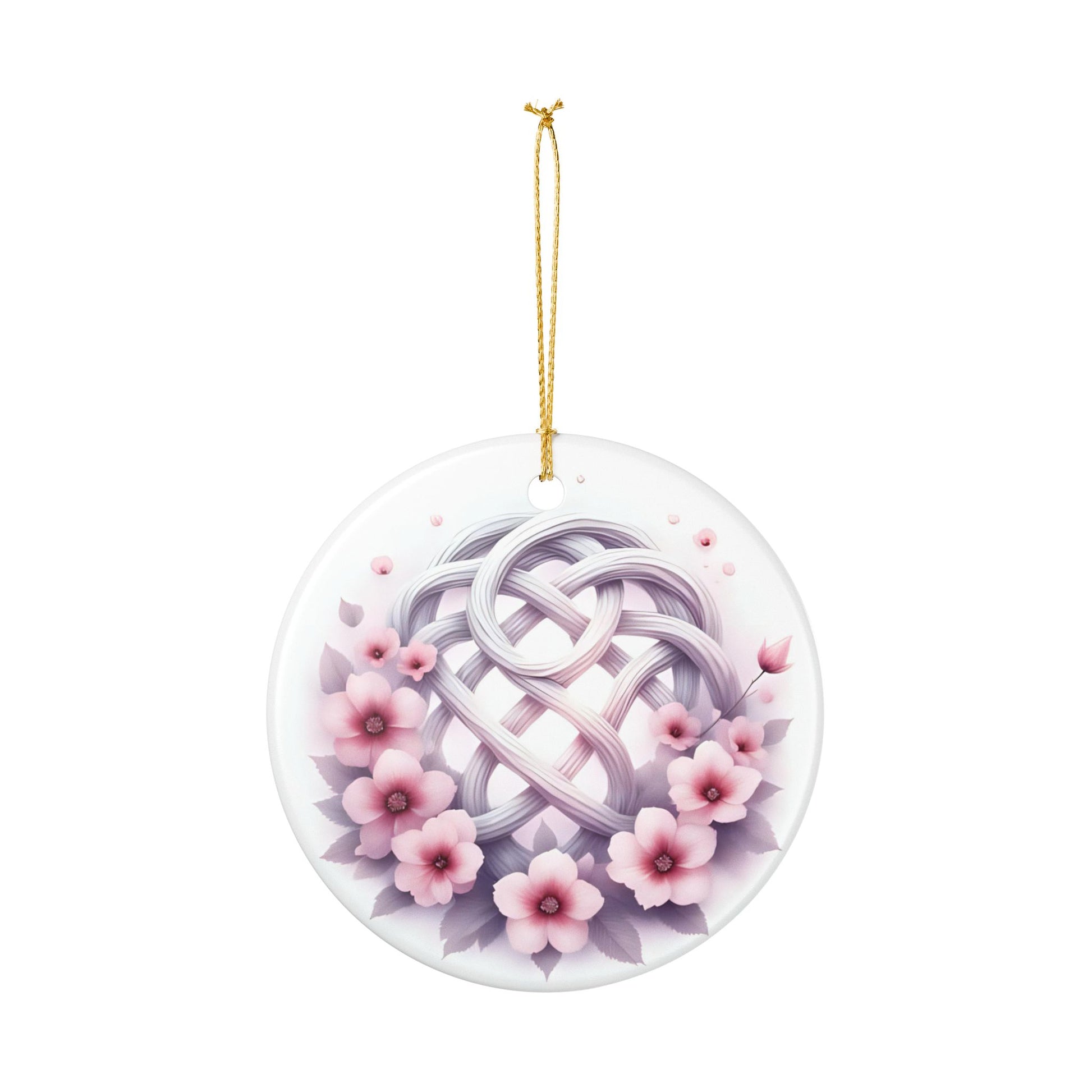 Floral Ceramic Ornament, Decorative Home Accent, Holiday Gift, Charming Wall Decoration, Spring Decor, Celtic Knot Flower Ornament - Celtic Scents