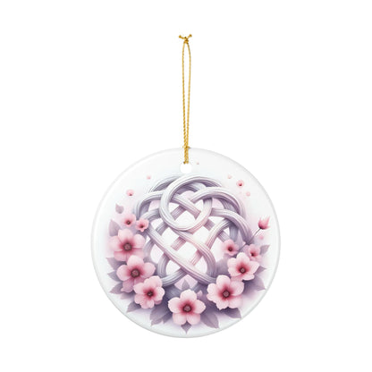 Floral Ceramic Ornament, Decorative Home Accent, Holiday Gift, Charming Wall Decoration, Spring Decor, Celtic Knot Flower Ornament - Celtic Scents