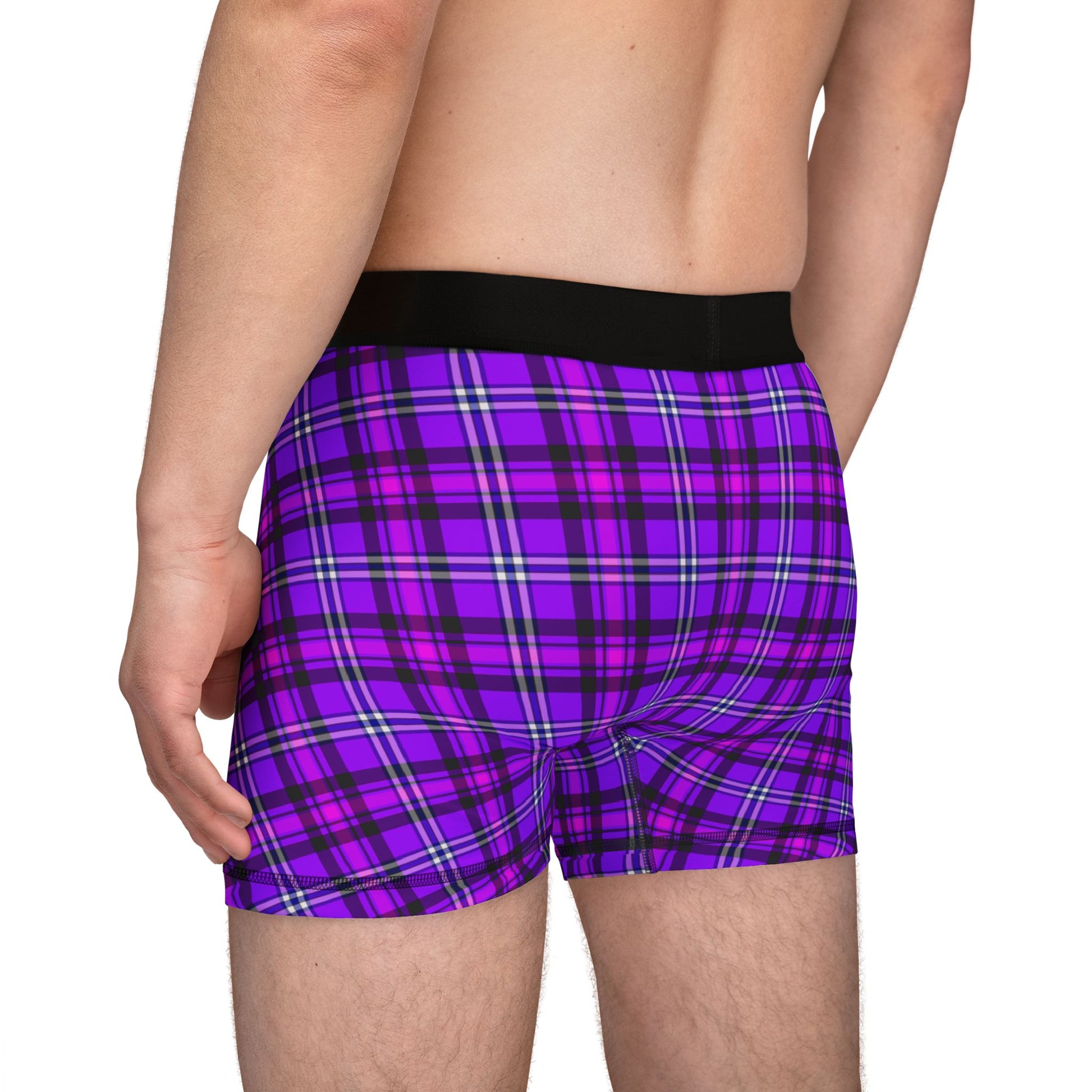 Comfortable Men's Boxers in Purple Plaid - Fun, Stylish, and Unique Underwear for Everyday Wear, Gifts, and Special Occasions - Celtic Scents