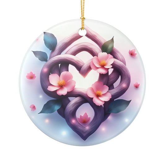 Ceramic Heart Blossom Ornament, Floral Hanging Decor, Heartwarming Gift, Home Decoration, Holiday Ornament, Valentine’s Day, Celtic Knot Design - Celtic Scents