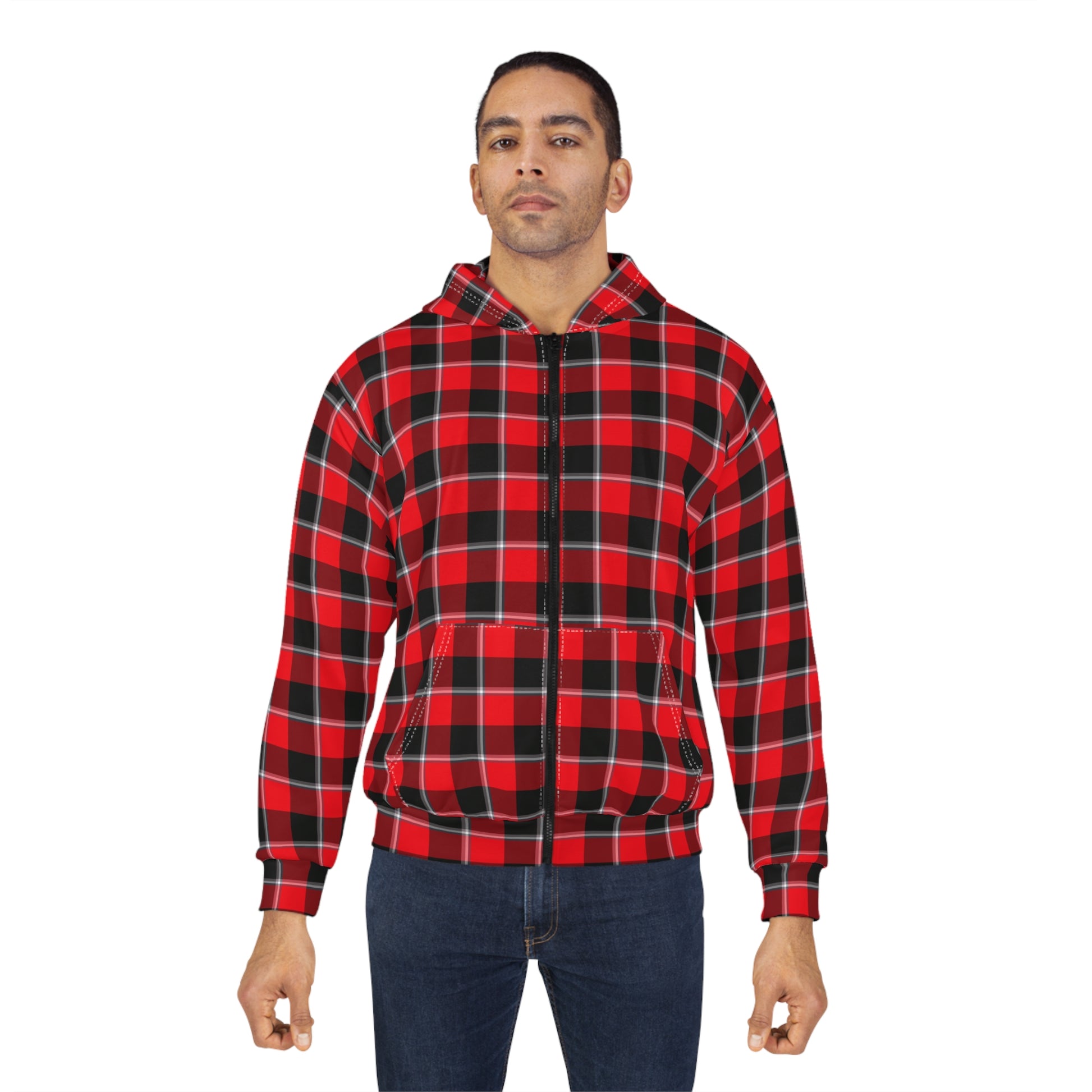 Cozy Plaid Unisex Zip Hoodie, Comfortable Casual Wear, Perfect for Fall, Great Gift for Him/Her, Ideal for Outdoor Adventures - Celtic Scents