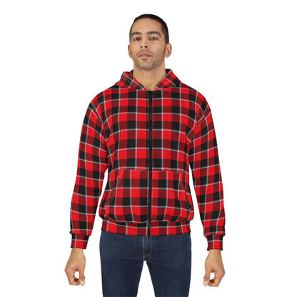 Cozy Plaid Unisex Zip Hoodie, Comfortable Casual Wear, Perfect for Fall, Great Gift for Him/Her, Ideal for Outdoor Adventures - Celtic Scents