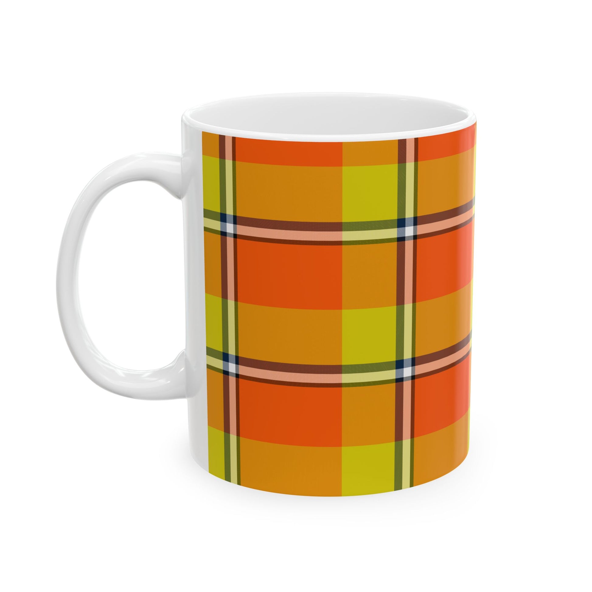 Vibrant Autumn Plaid Ceramic Mug | Cozy Coffee Cup, Autumn Decor, Gift for Her, Kitchen Essentials, Colorful Mug - Celtic Scents